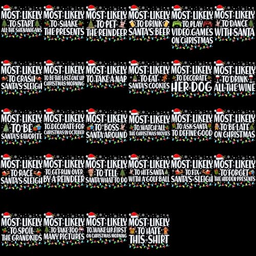 Most Likely to Christmas Family Shirts Matching 2025, Ugly Christmas Sweaters T-Shirt, Funny Group Xmas Holiday Shirts2