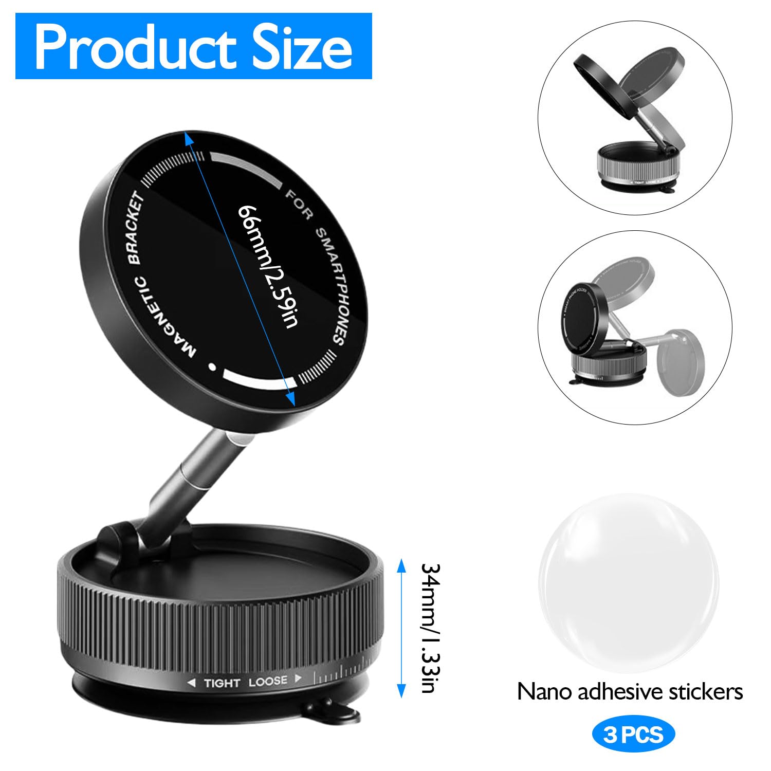 360° Support Magnetique Telephone Voiture, Absorption Sous