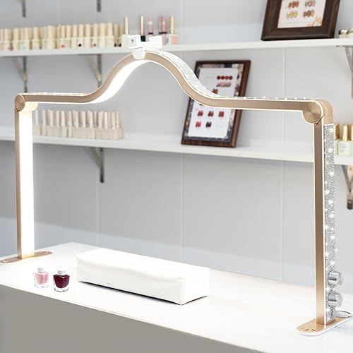 KEDAO Luz de uñas para escritorio, luz de media luna para escritorio de uñas, lámpara de mesa LED plegable de 34 pulgadas, manicura para mesa,