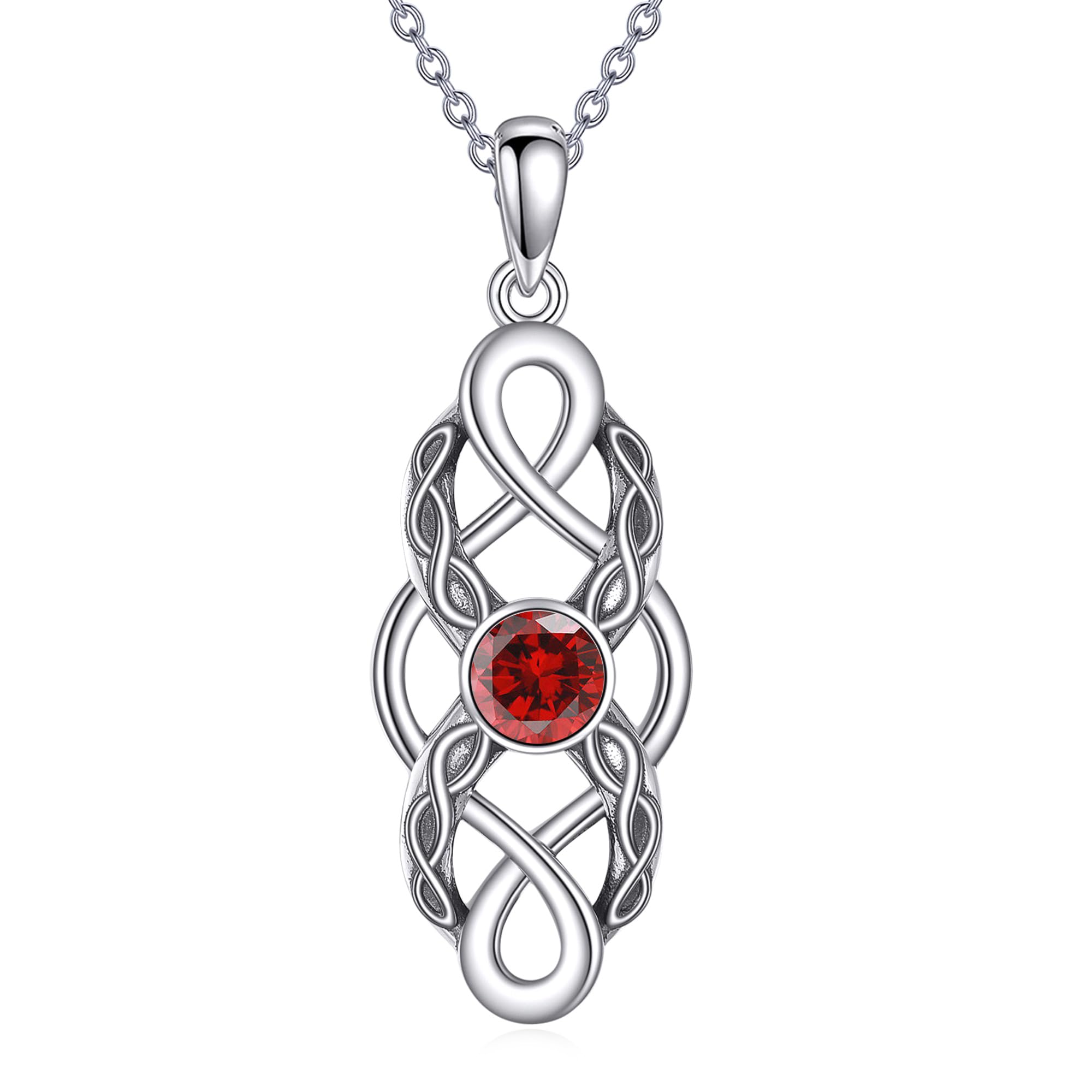 Keltischer Knoten Geburtsstein Halskette Sterling Silber Irische Keltische Anhänger Halskette Glücksschmuck für Frauen