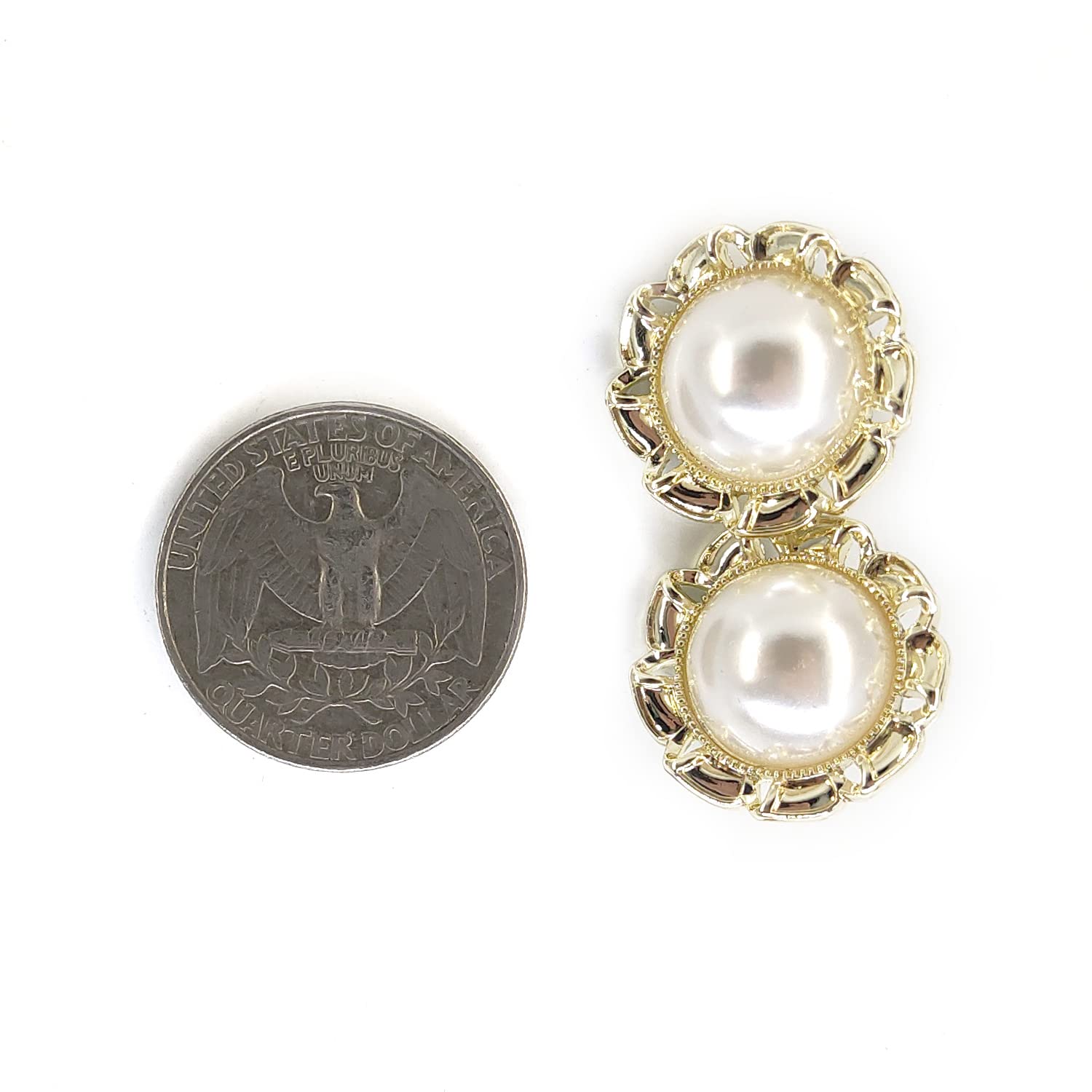 20 Pcs Faux Pearl Heart Buttons - Gold Metal Shank Back, 18mm Sewing Buttons For Blouses, Crafts - View #7