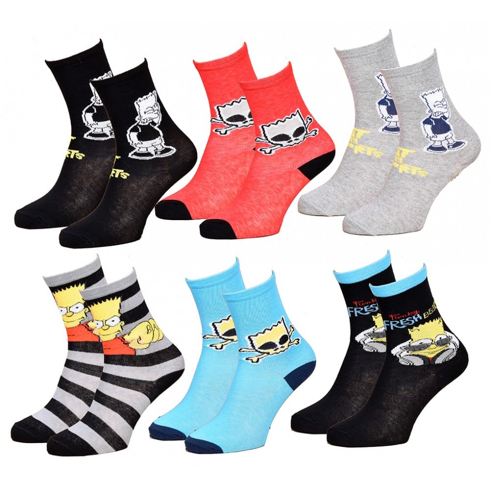 Ozabi Children's Socks Licensed Simpsons Fantasy Assorted Designs Photos depending on availability - Multi-Coloured - Multicolour - One Size