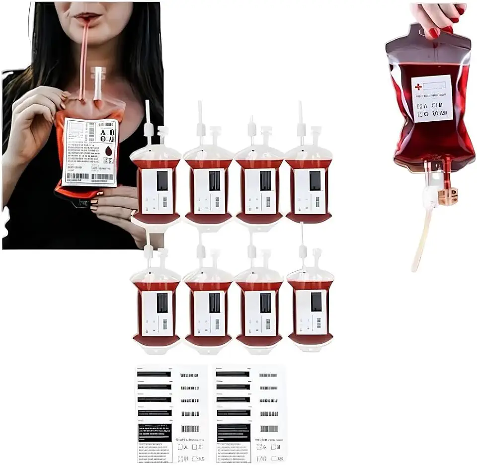 Kit 8 Bolsa Sangue Falso Drinks Bebidas Festa Halloween