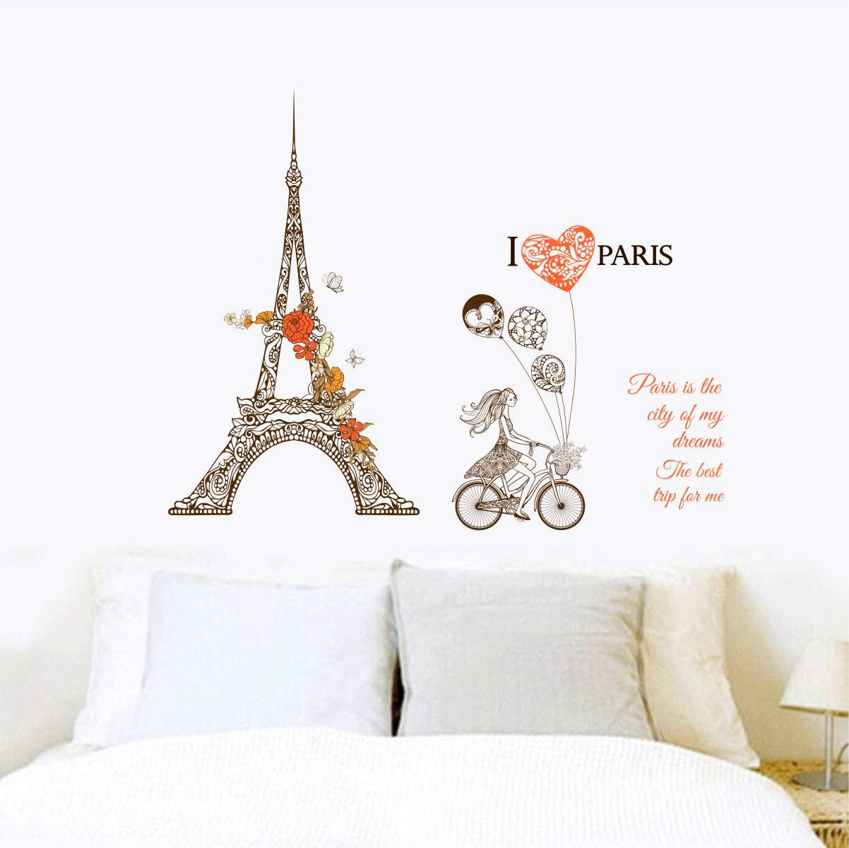 Decal O Decal Wall Decals ' I Love Paris Quotes with Cute Girl and