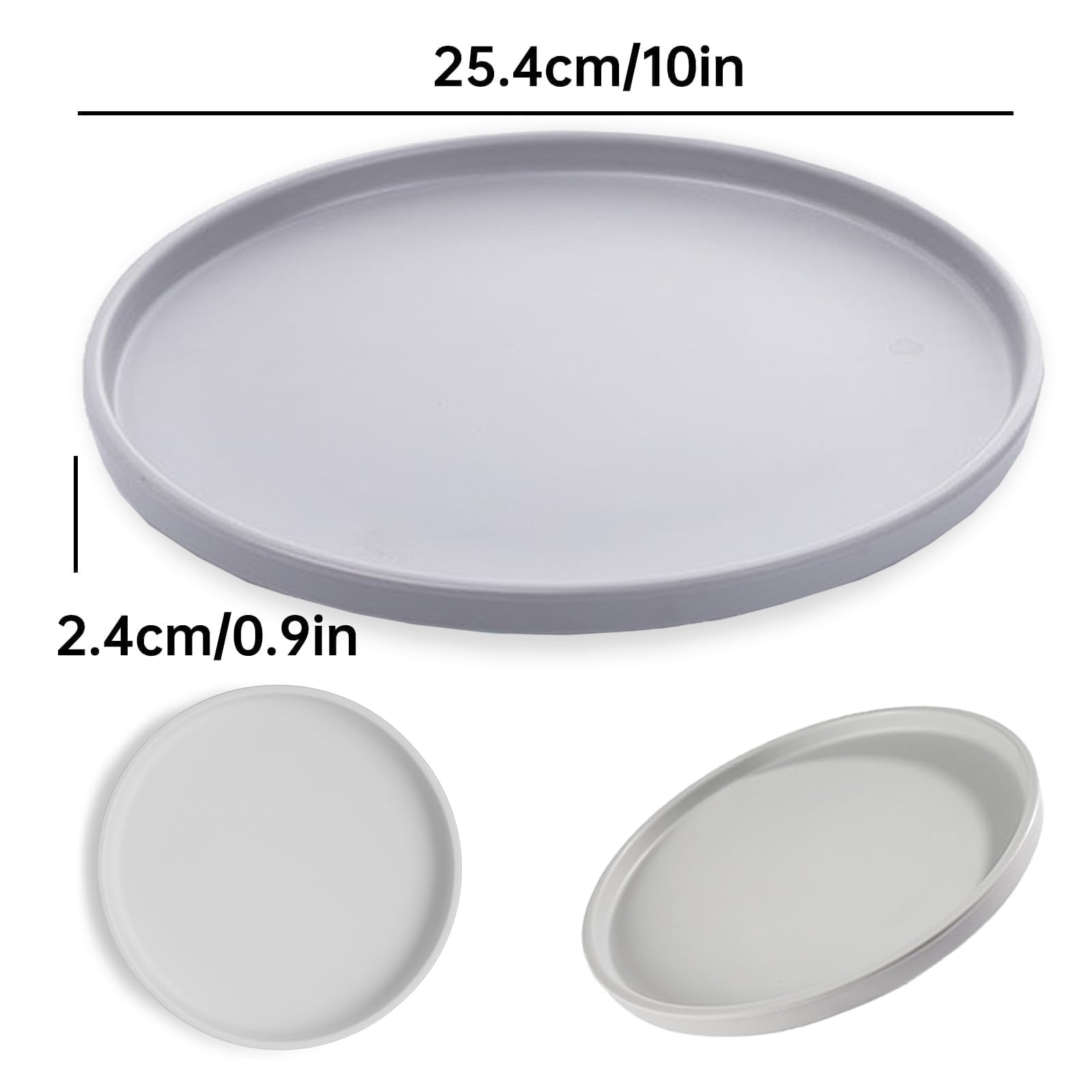 Tkxjry 25 cm rond dienblad, decoratief dienblad, rond, voor feestjes, thuis, bars en restaurants, gerechten en dranken (grijs