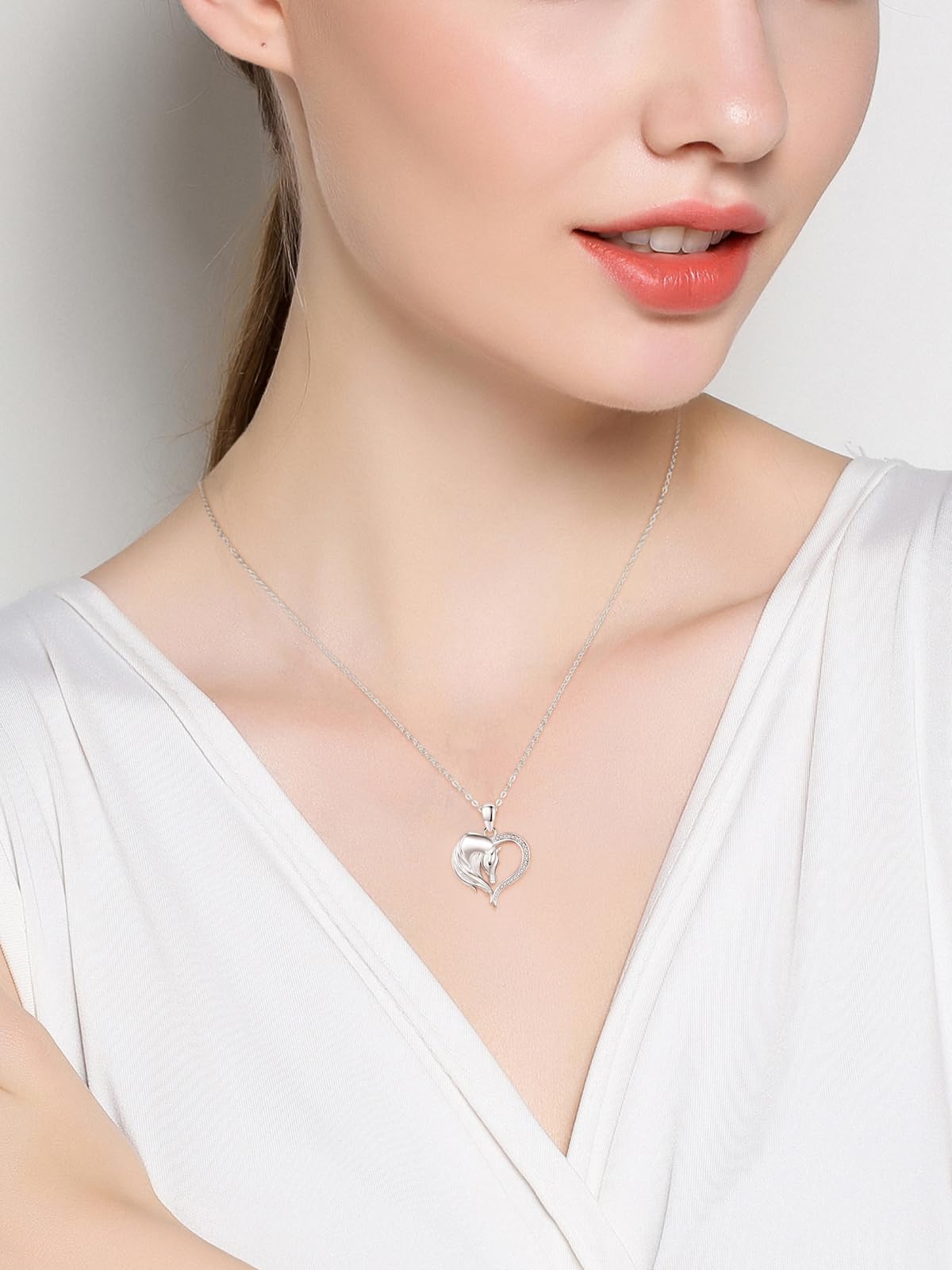 TANGPOET Tier Halskette für Damen Mädchen Silber 925 Tiere Schmuck Geschenke für Geburtstag Muttertag Weihnachten mit 18"+2" Kette