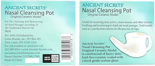 Miniatura 2 de ANCIENT SECRETS Neti Pot - Enjuague sinusal + paquete de sal limpiadora premedida, modelo de cerámica apto para lavavajillas, diseño ergonómico