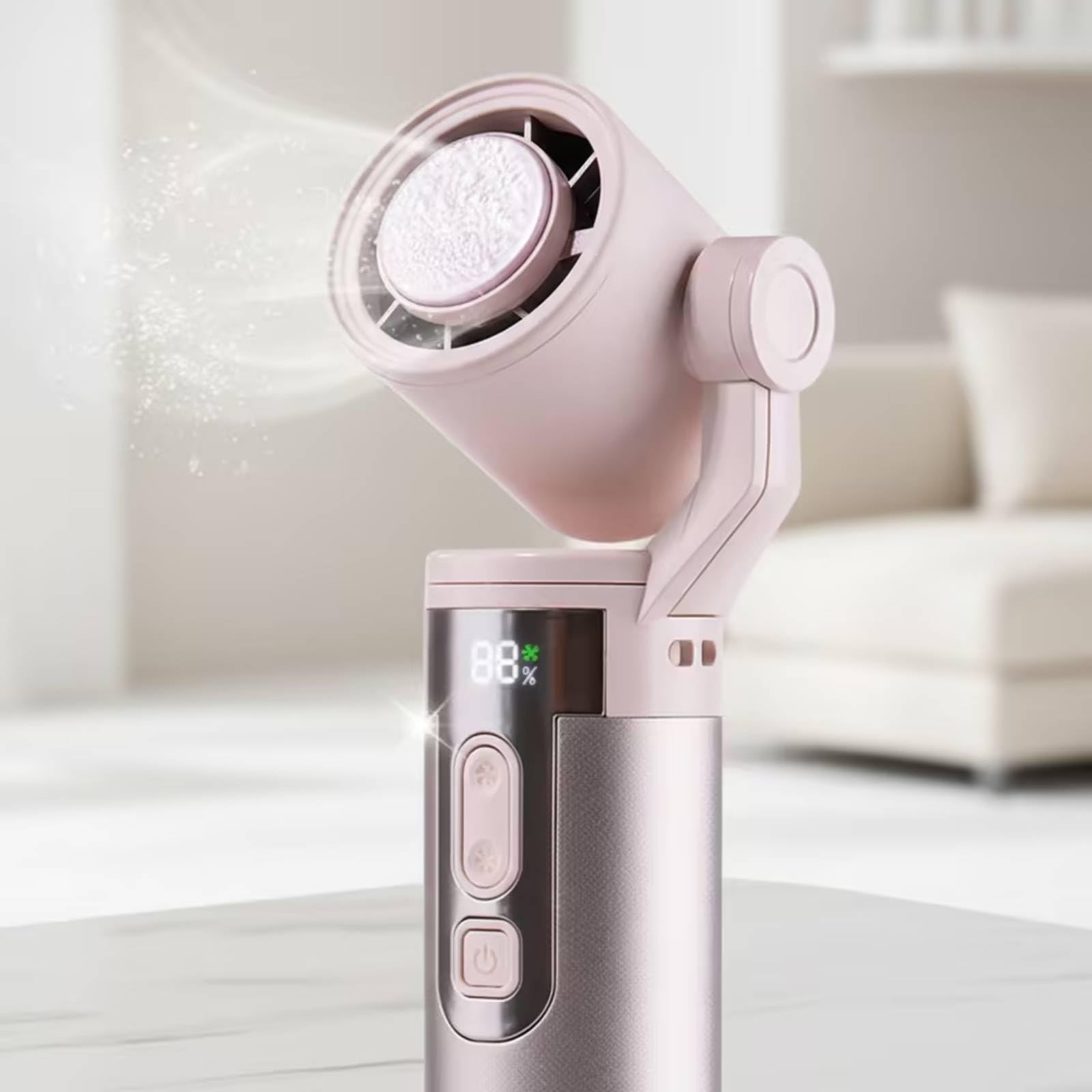 Ventilatore USB Ricaricabile Portatile Ventilatore a Mano Compatto per Pendolari, Scrivania, 樱花粉, 高速风扇