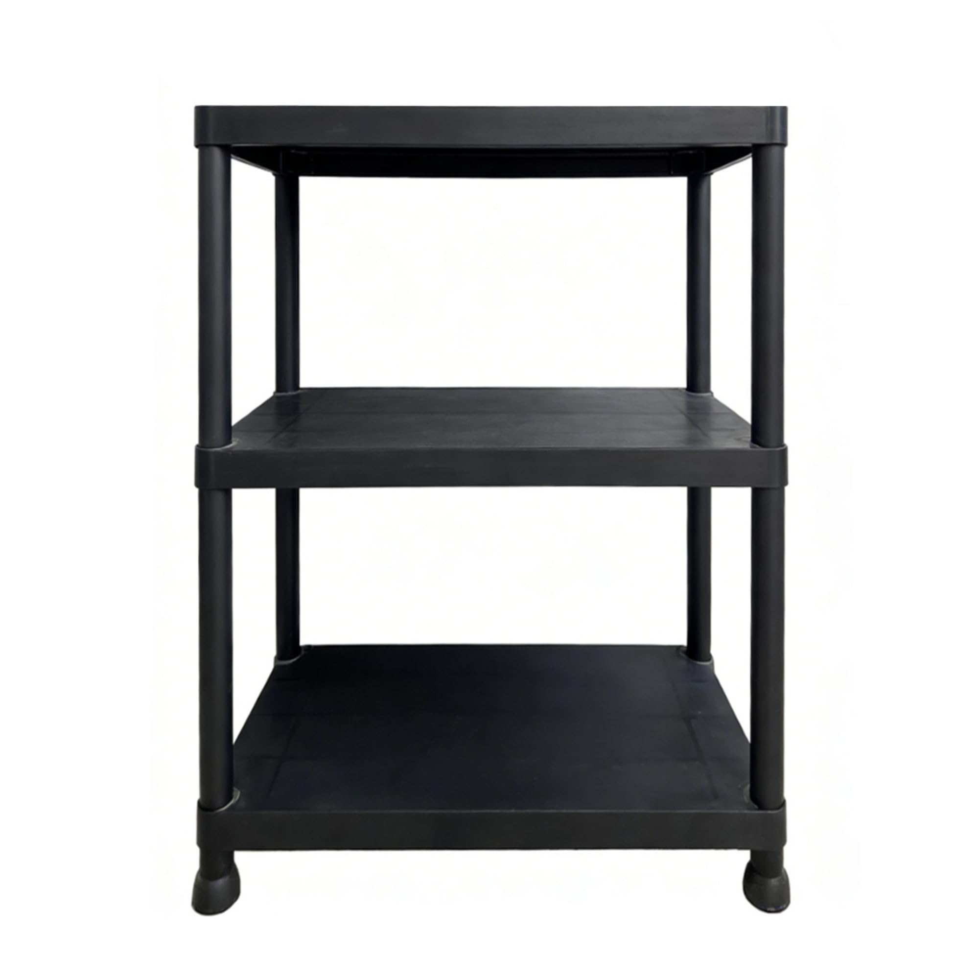 Pack 2 Estanterías de Resina 3 Baldas Negra | Organizador de Plástico 91x61x31 cm | Capacidad 75kg | Resistente a la Humedad y Óxido | Montaje Rápido sin Herramientas | Trastero y Lavadero