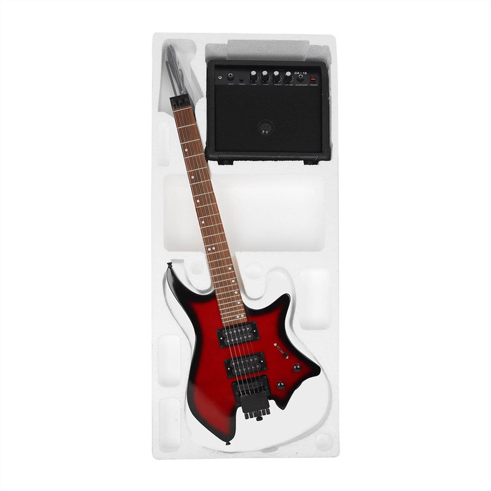 Professioneller Tragbarer HH-Tonabnehmer Für Kopflose E-Gitarre Mit Passendem Lautsprecher Ultraleichte Reisegitarre (Color : 01)