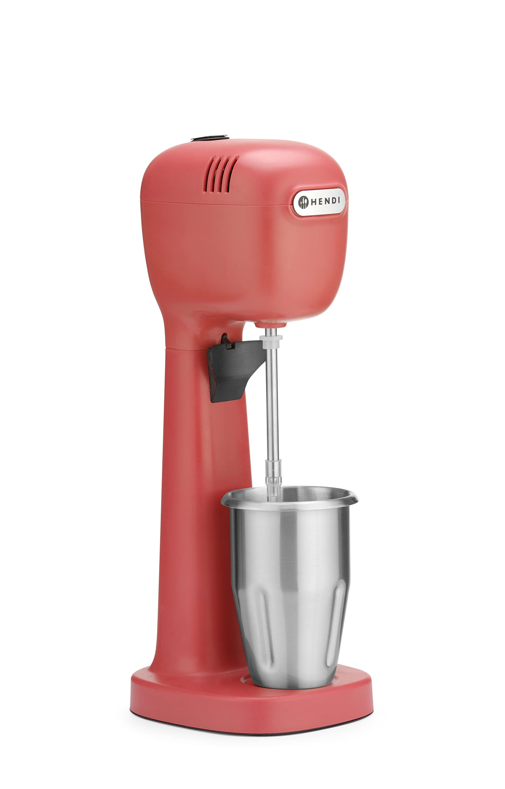 HENDI Mixeur Professionnel de Boissons, Aérateur de Boissons Légères, Frappés, Cappuccinos Glacés, 2 Gobelets et 4 Agitateurs Inclus, 230V/400W, 170x196x(H)490mm, Rouge