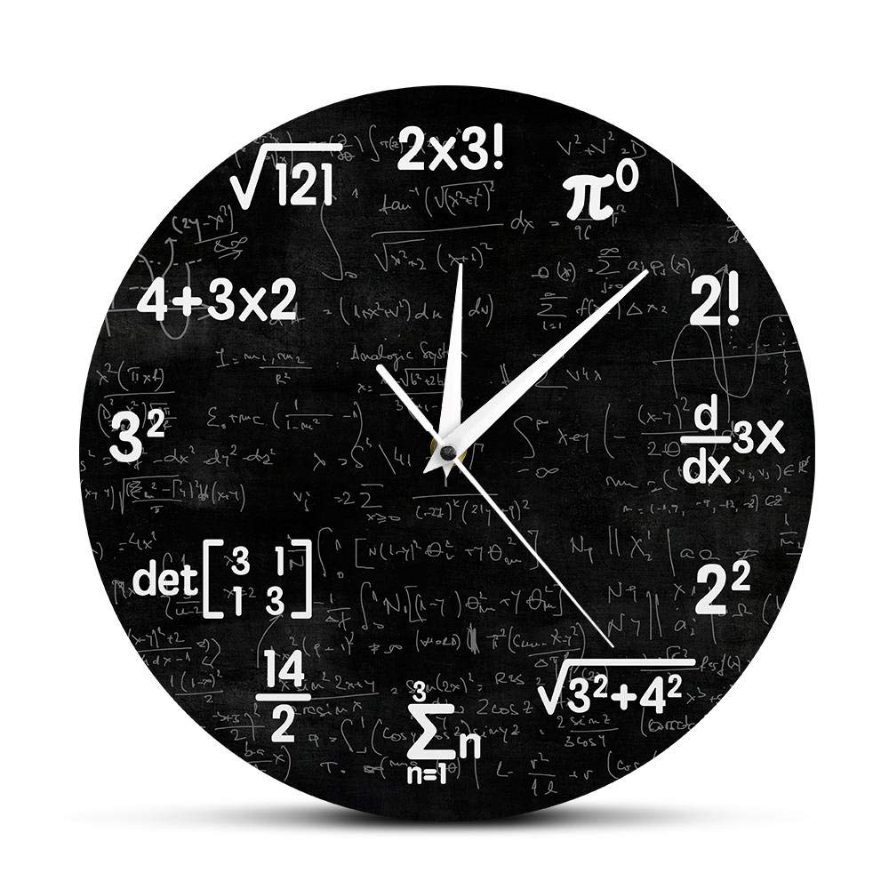 Yuandd No Frame Math Equations And Notations Mathematics Chalkboard Geek Wall Clock Educational Gifts For Kids Teachers School Classroom Decor(No Frame)