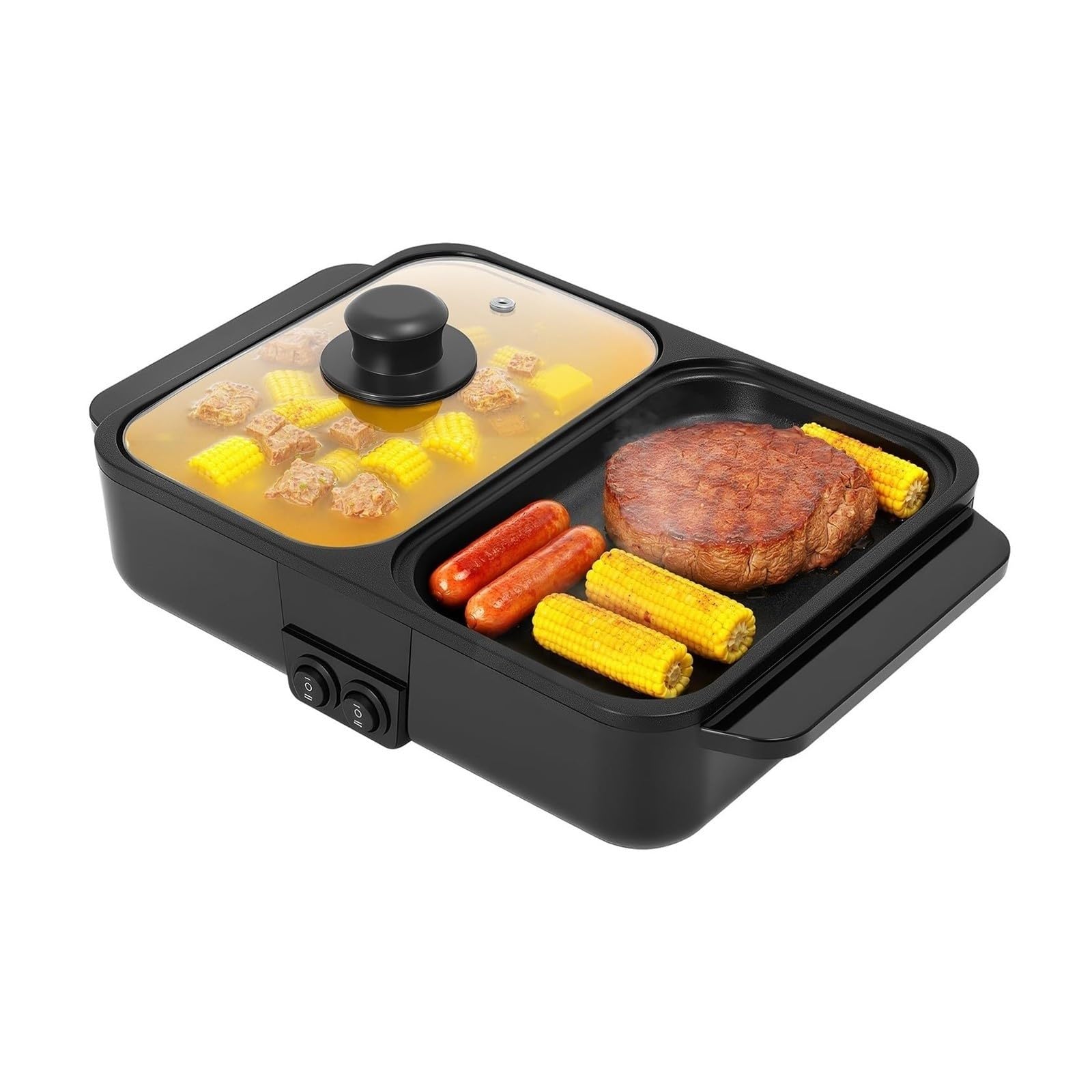 Pentola e piastra Shabu Shabu antiaderenti for interni 2 in 1