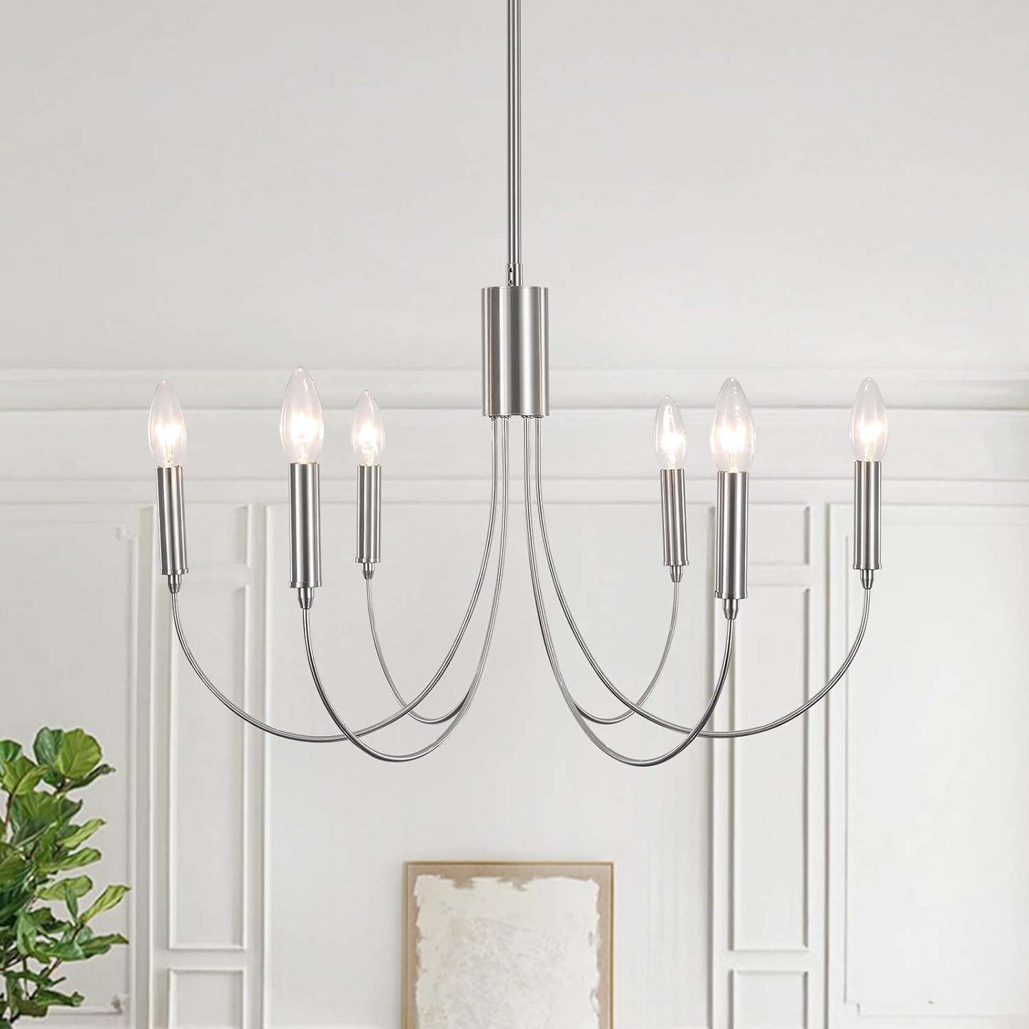 Black Chandelier 6-Light Modern Iron Farmhouse Chandeliers for Dining Room Rustic Industrial Light Fixtures for Bedroom Living Room Kitchen Island