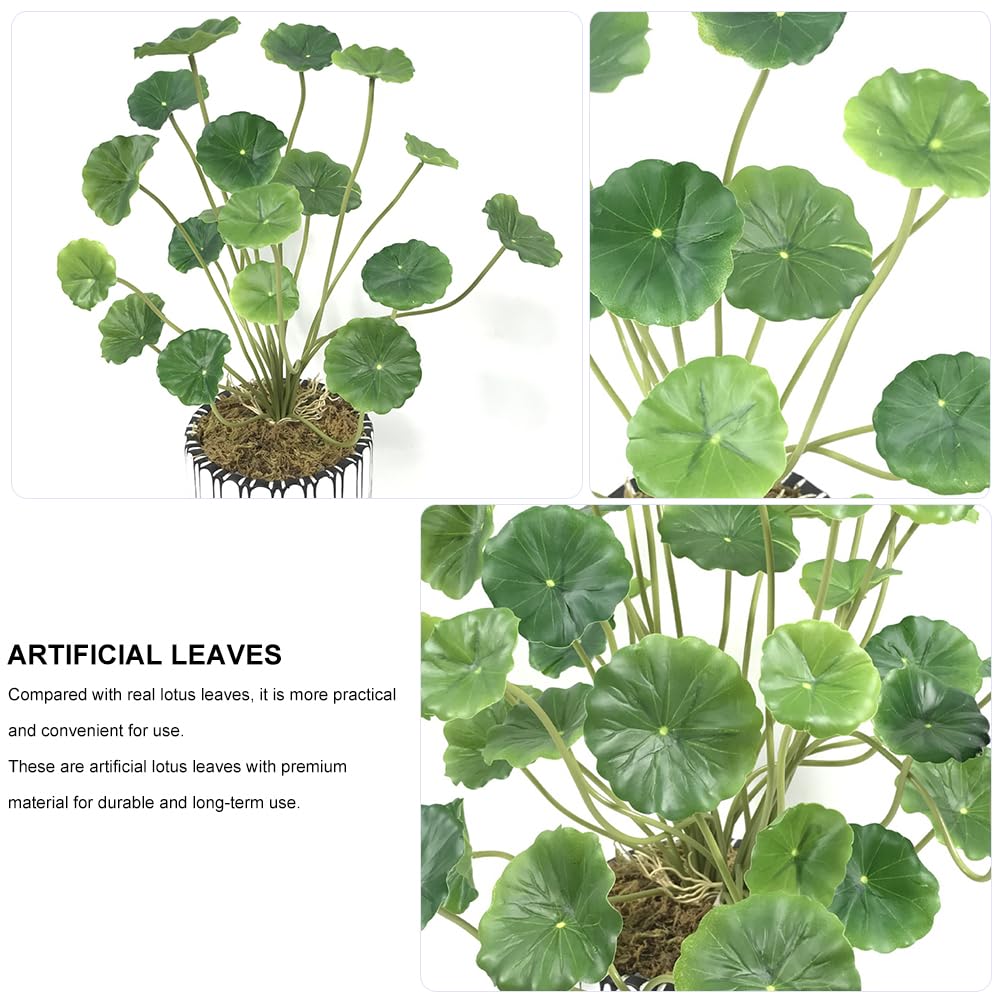 PRETYZOOM 2pcs Simulated Lotus Leaf Aquarium Ornament Plant Decoraciones para Salas De Casa Fake Flower Bouquet Lotus Leaves Artificial Lotus Leaves Decor Water Lily Desktop Plastic Flower
