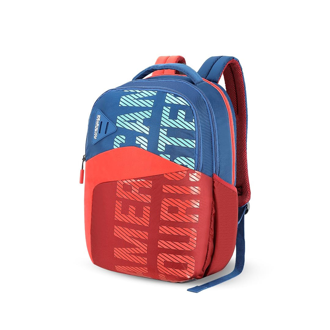 Fizz Style 4, 31L Volume College 4 Compartment Backpack with Front Organizer and Spacious Interiors for Unisex - Blue/Red