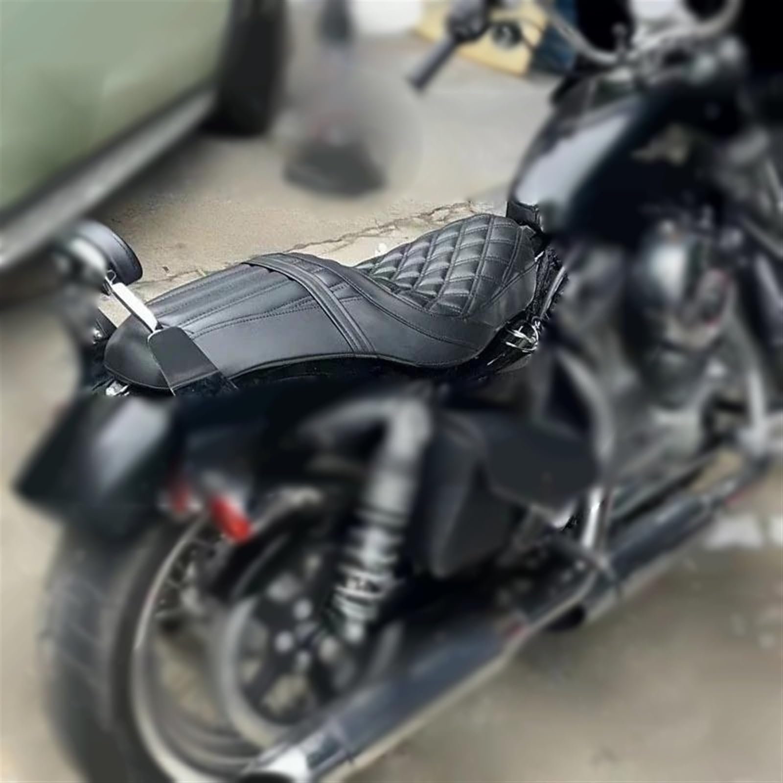 Posto a Sedere per Harley per Davidson Forty Eight XL1200X 2010-2019 Moto Nero Anteriore Posteriore Conducente Sedile del Passeggero (Color : Stripe Black)