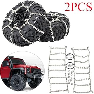 2Pcs Metal Snow Anti-Slip Tires Metal Steel Chain for 1/10 RC Rock CrawlerTRX-4 TRX4 Axial SCX10 90046