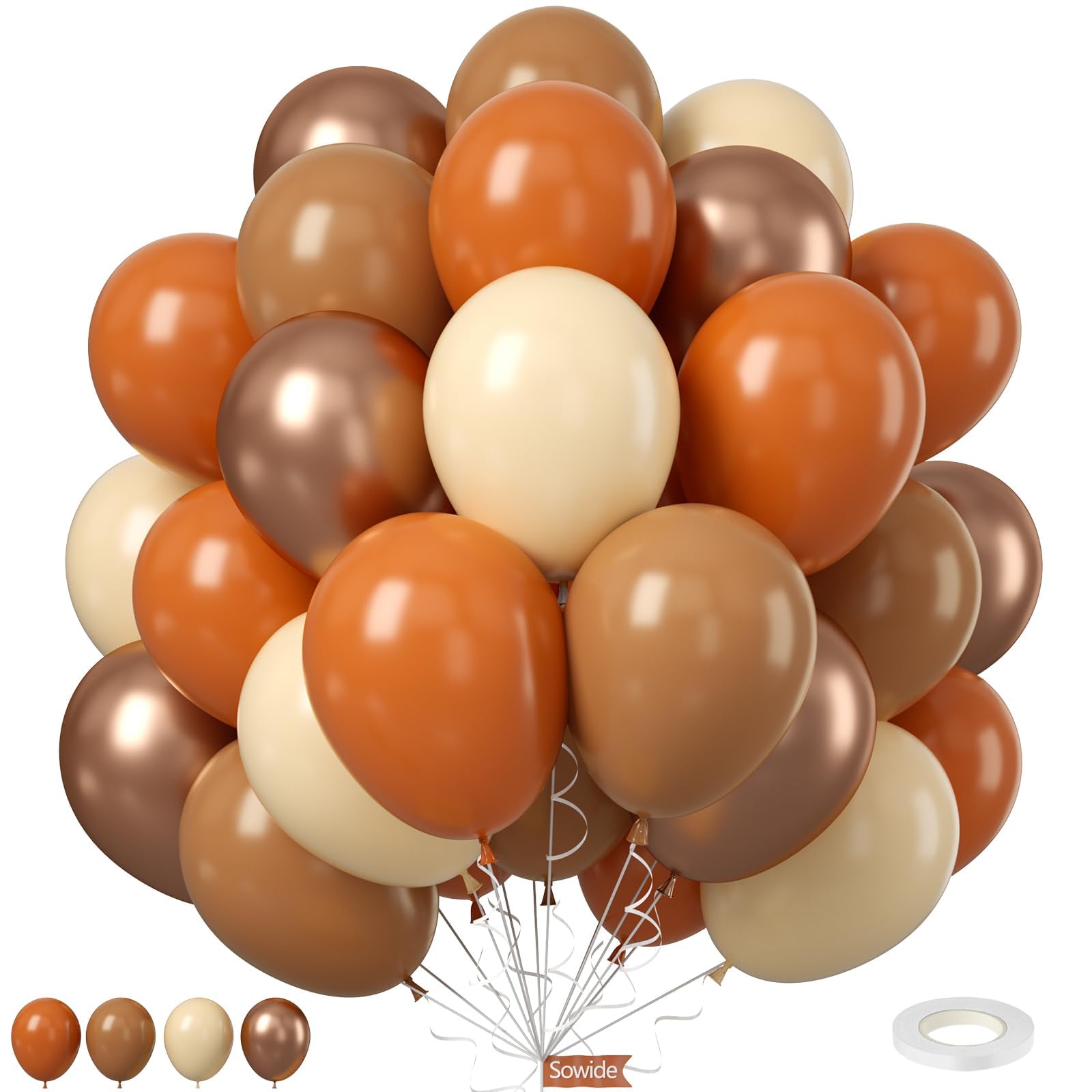 Burnt Orange Balloons, 50Pcs 12 Inches Nude Brown Metallic Champagne Fall Color Balloons for Autumn Fall Birthday Baby Shower Boho Wedding Bridal Shower Engagement Thanksgiving Party Decorations