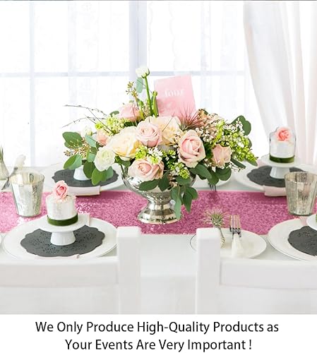 Vista 148 de 0103E - Juego de 5 caminos de mesa de lentejuelas de 12 x 72 pulgadas, color rosa intenso, decoraciones navideñas para el hogar