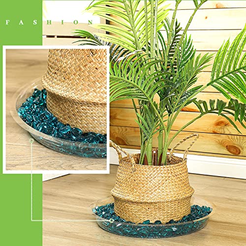Shellwei 18 Pieces 16\" 18\" 20\" Plant Saucers Clear Durable Plant Saucer Plastic Plants Saucers for Indoors Outdoors Clear Flower Pot Drip Trays Plants Garden Pot Saucer Trays - Thumbnail 4