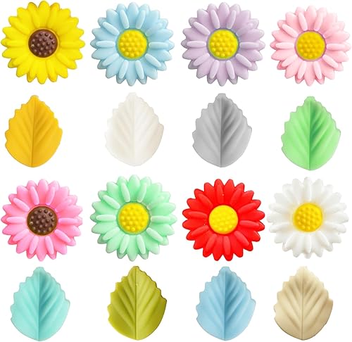 ZZXLLRO 16 tapones de aguja de tejer, lindos protectores de punto de aguja de punto de aguja de margarita para principiantes, tejer ganchillo a