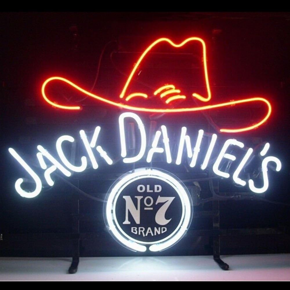 GreeneerG 17"x14"Jack Daniel's Neon Sign Light Real Glass Tube Beer Bar Pub Wall Poster LED
