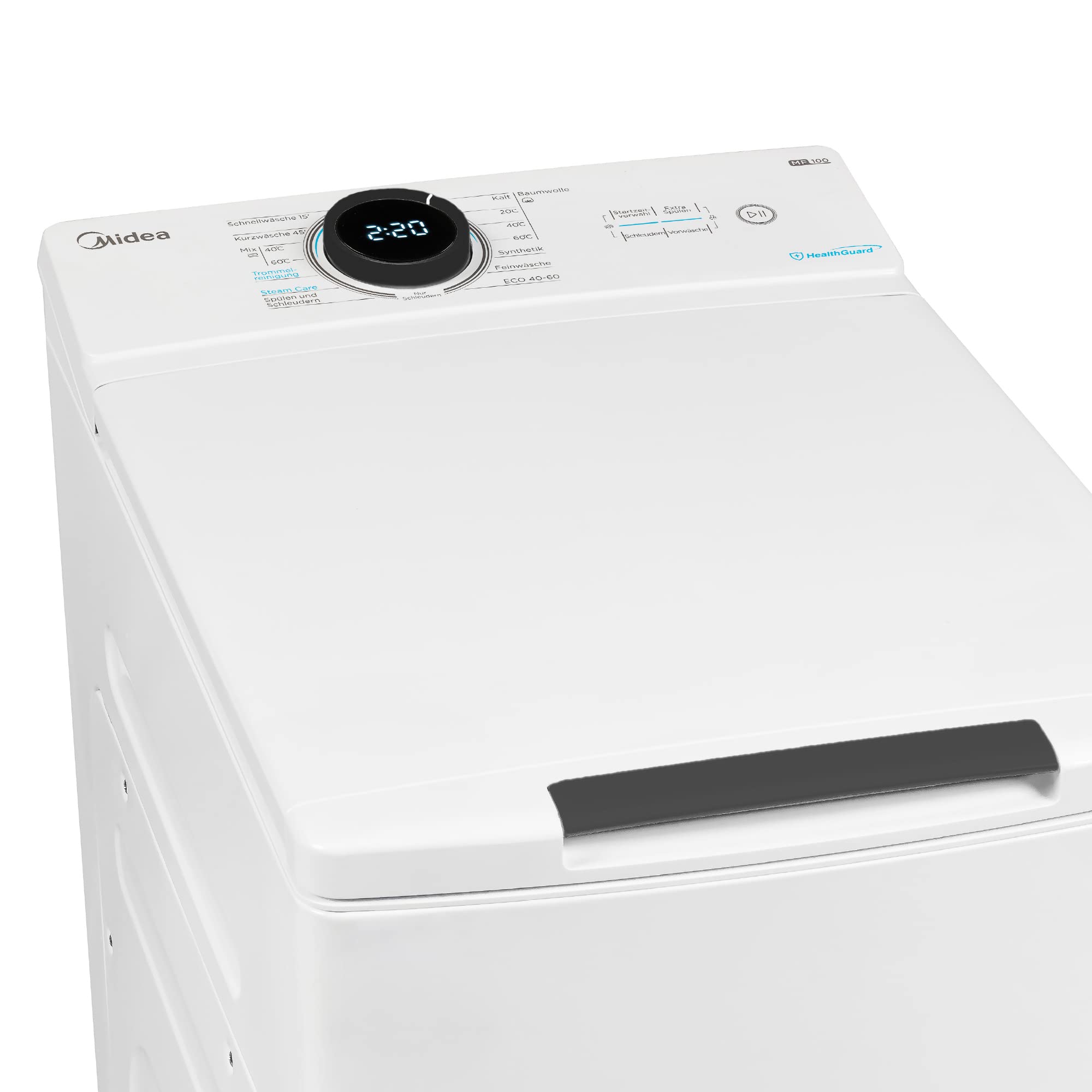 Midea MF100T80B-13A Toplader Waschmaschine 8kg / AquaStop/XL Türöffnung/Soft Opener/Inverter Motor / 1300 U/min