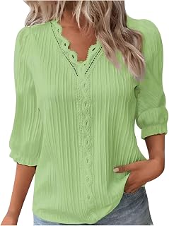 2025 - Primavera/Verano: Elegante blusa de manga 3/4 para mujer | Ropa resort de moda Jean Blusa para mujer