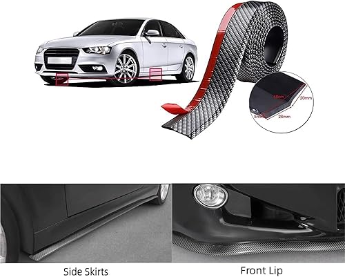 Miniatura 3 de Alerón universal para parachoques delantero de coche, adhesivo de goma, protector de falda de labio, 8.2 ft8.2 pies (fibra de carbono)