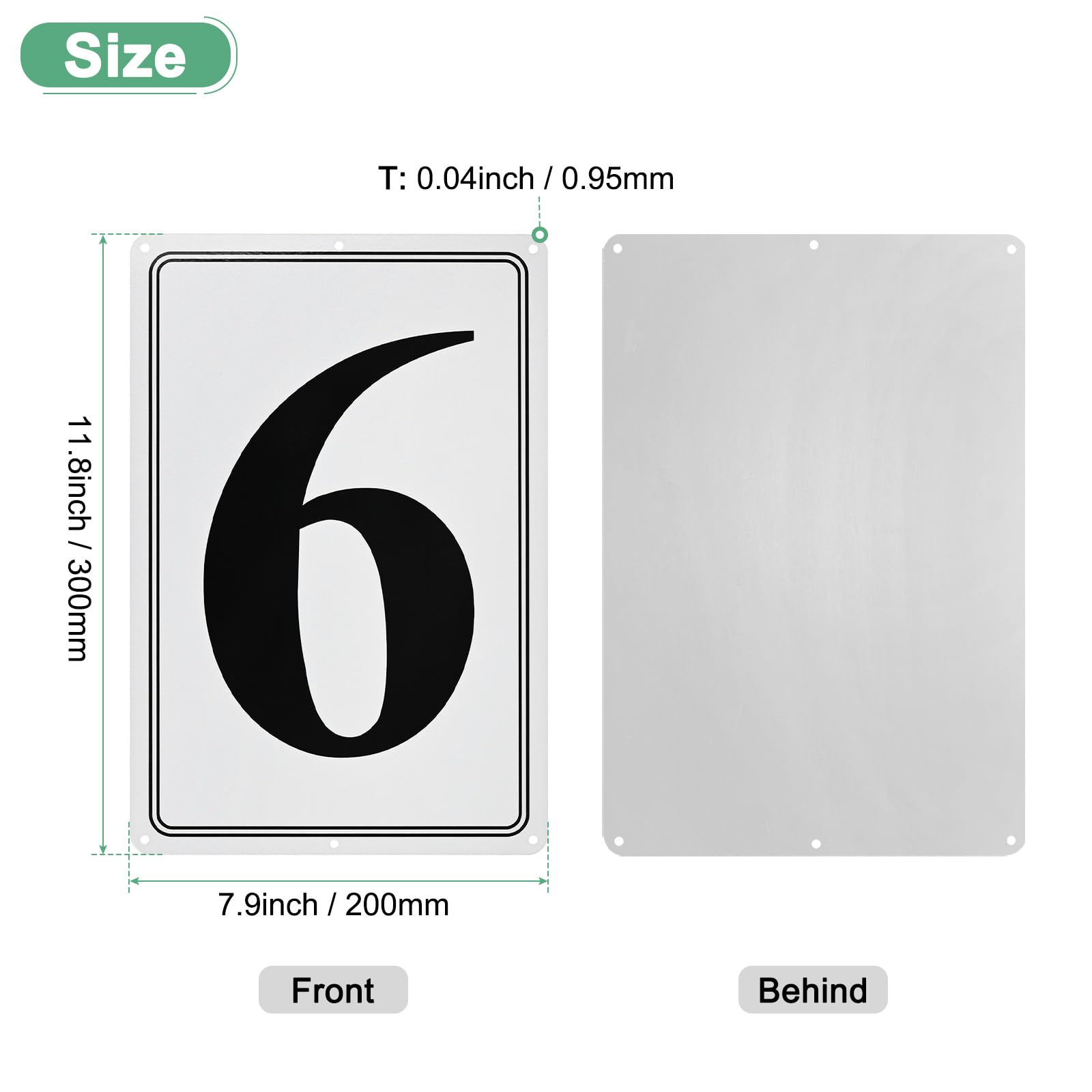 M METERXITY Aluminum Number Sign 6, 11.8 Inch House Numbers and Metal Letters, Parking Spot Letter Signs - Image 3