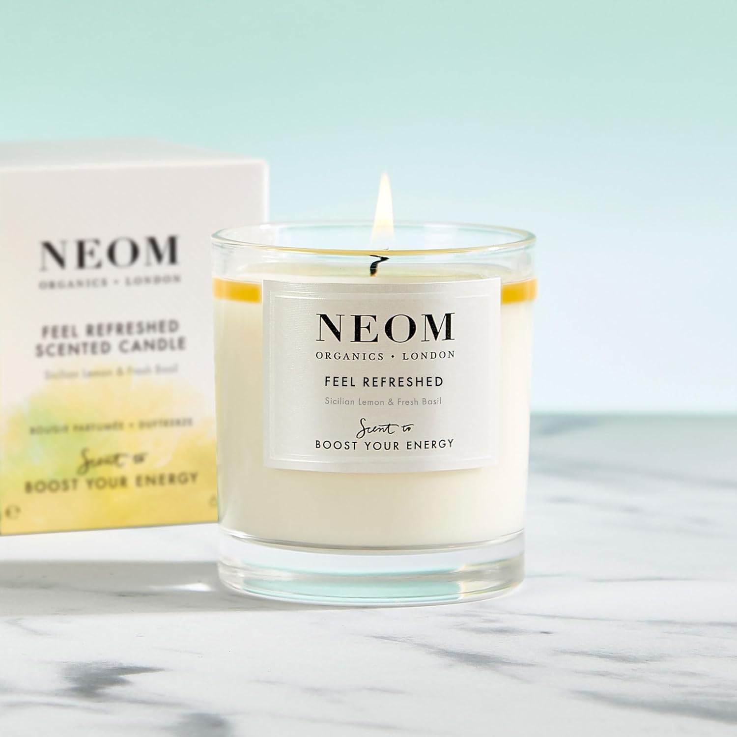 NEOM- Feel Refreshed Scented Candle, 1 Wick | Lemon & Basil | Essential Oil Aromatherapy Candle | Scent to Boost Your Energy - Image 2