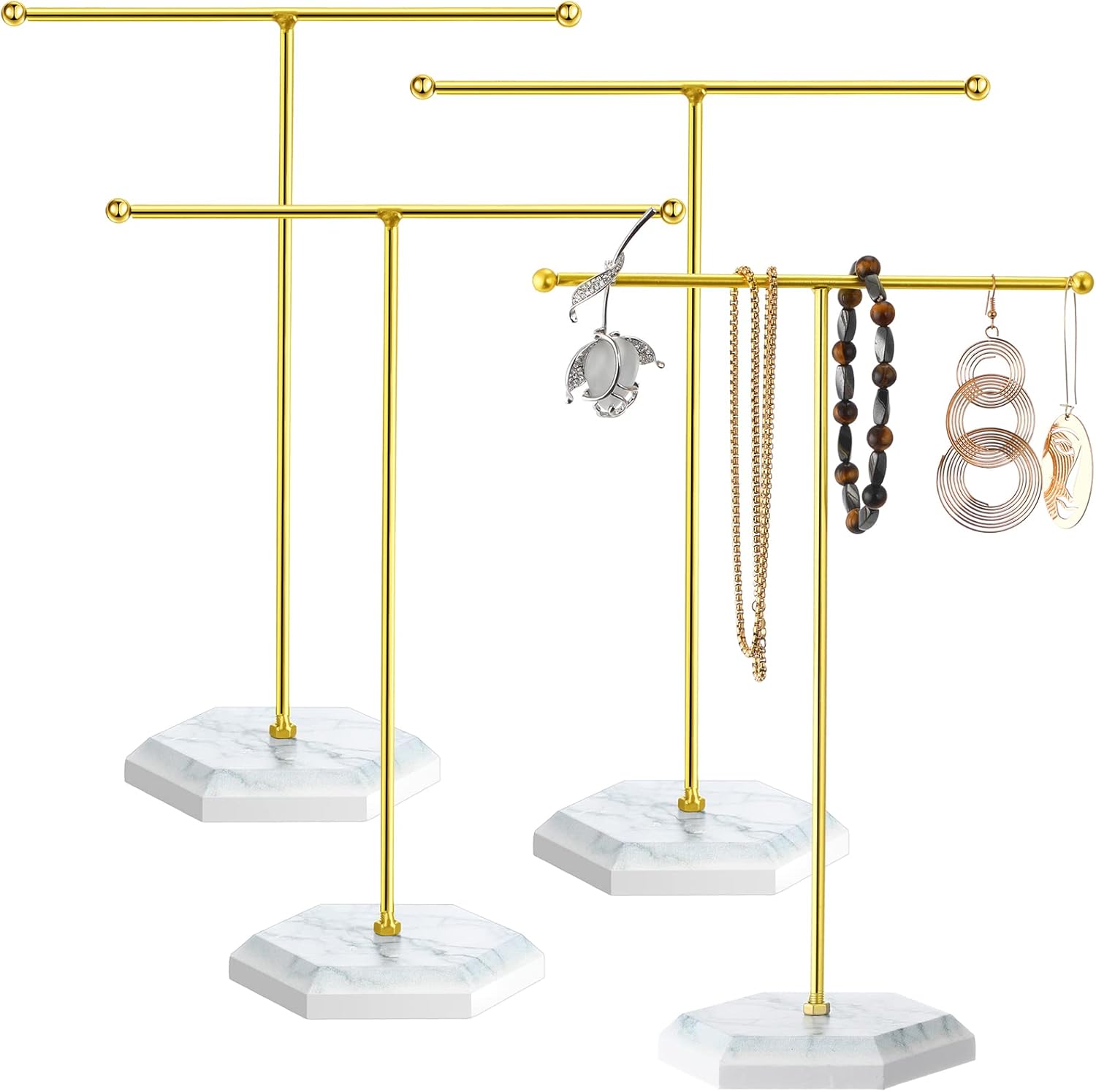 4 Sets Tbar Necklace Holder Jewelry Stand Tbar Plated