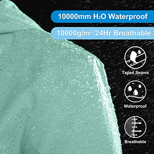 33,000ft Regenjacke Damen Wasserdicht Outdoorjacke Atmungsaktiv Herbst Übergangsjacke Leichte Jacke mit Kapuze Windbreaker zum Wandern Reisen Treking Fahrrad Mintgrün 40