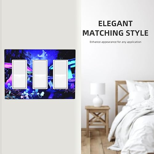 Miniatura 454 de Vista de ventana, isla tropical, playa, palmeras, cielo soleado, cubierta de interruptor de luz de palanca individual, placa decorativa de pared