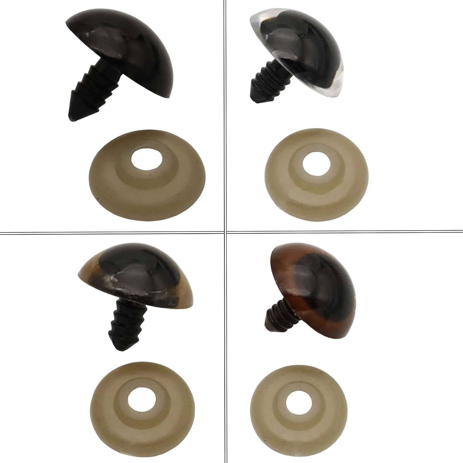 32Pcs 22mm Large 4Color(Black,Brown,Golden,Transparent) Plastic Safety Eyes Craft Safety Eyes DIY Eyes with Washers for Plush Animal Teddy Bear Doll Puppet Crafts