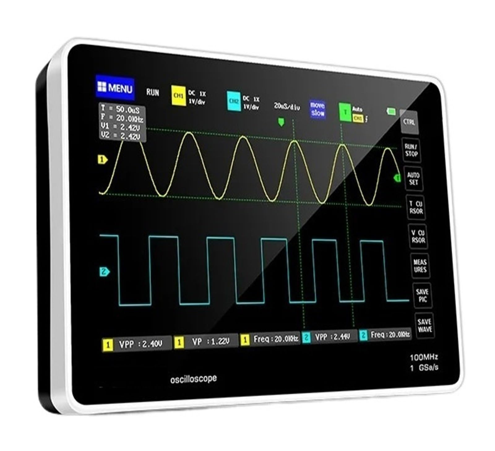 Oscilloscopio TC3 1014D 1013D Generatore di segnale di ingresso a doppio canale 3 in 1 100 MHz * 2 Larghezza di banda analogica Frequenza di campionamento 1 GSA/s(TC3 NO P6100)