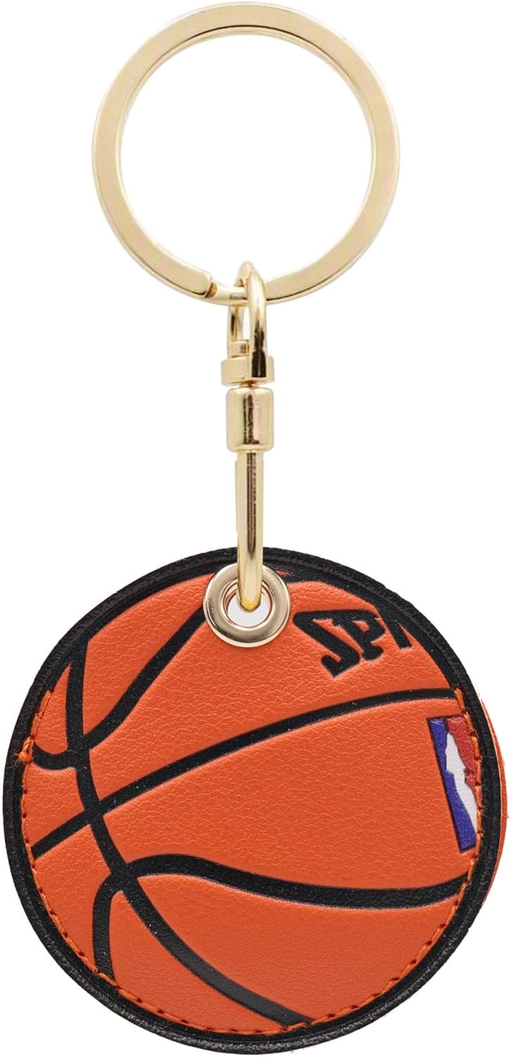 Sports Ball AirTag Holder Case, PU Leather Keychain Bag Charm