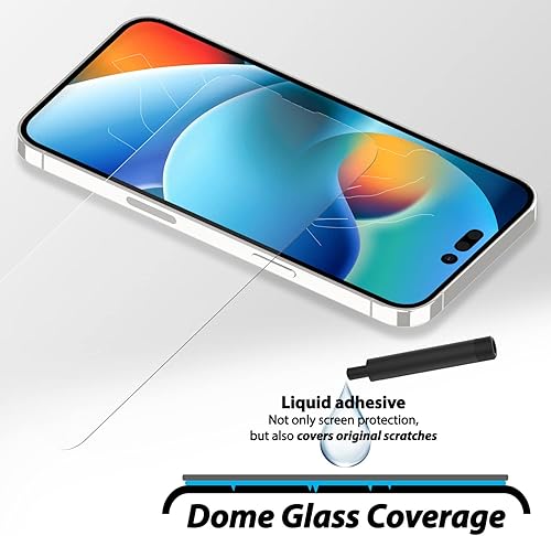 Miniatura 4 de DOME GLASS Whitestone cobertura completa perfecta Protector de pantalla de vidrio templado para iPhone 14 Pro con lámpara UV 2 unidades