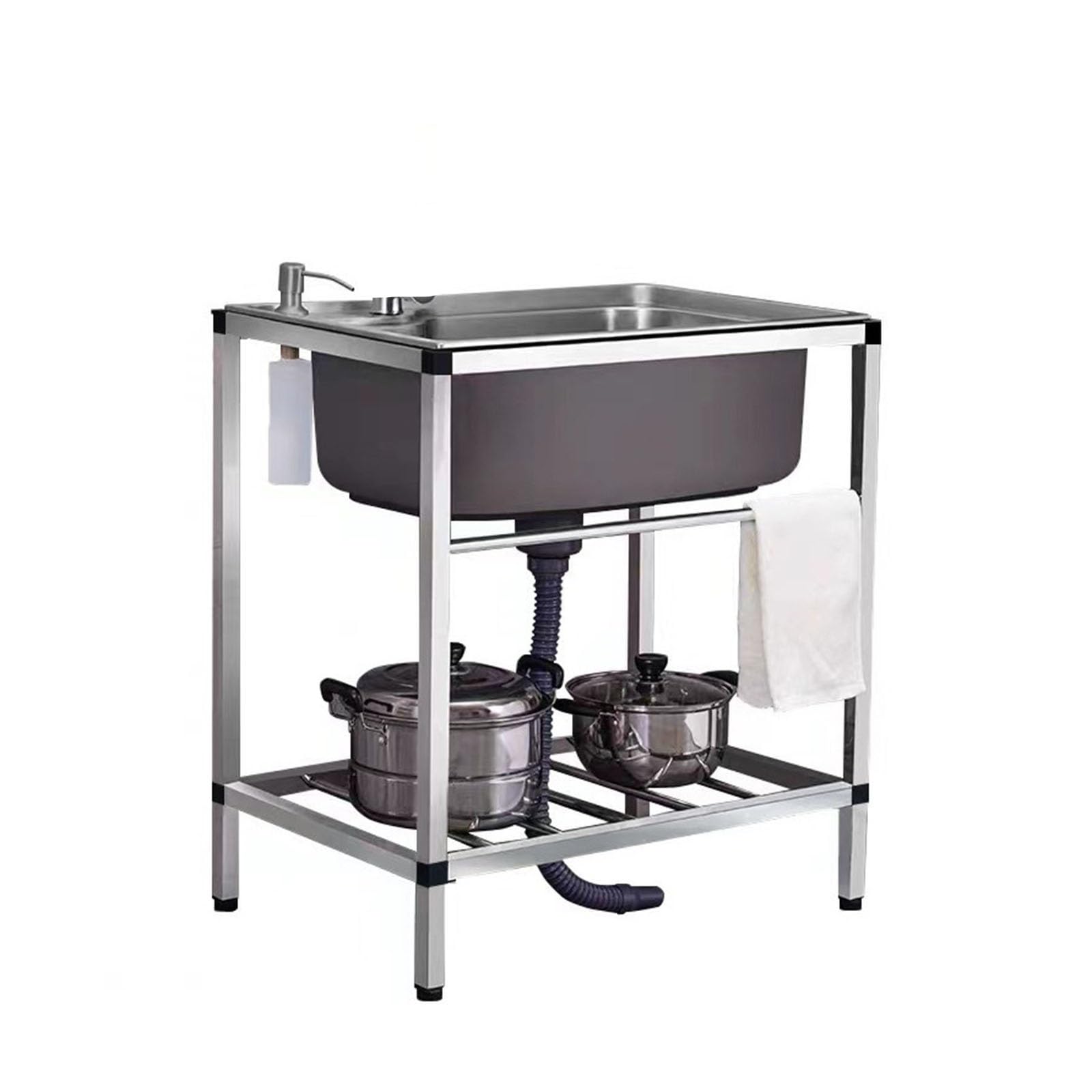 Fregadero Exterior Jardín Portátil Con Soporte y Grifo - Lavabo De Mano Para Lavadero, Patio Trasero, Garaje - Simple Al Aire Libre