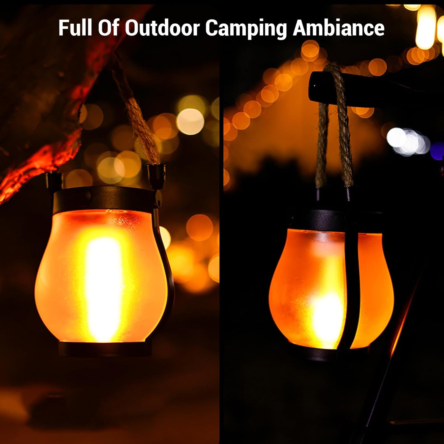 Solar Lantern,Hanging Solar Lights with Warm Light,Hemp Rope Lamp Rainproof Decorate for Outdoor Garden Pathway Yard Table Porch, 400mAh Li Battery