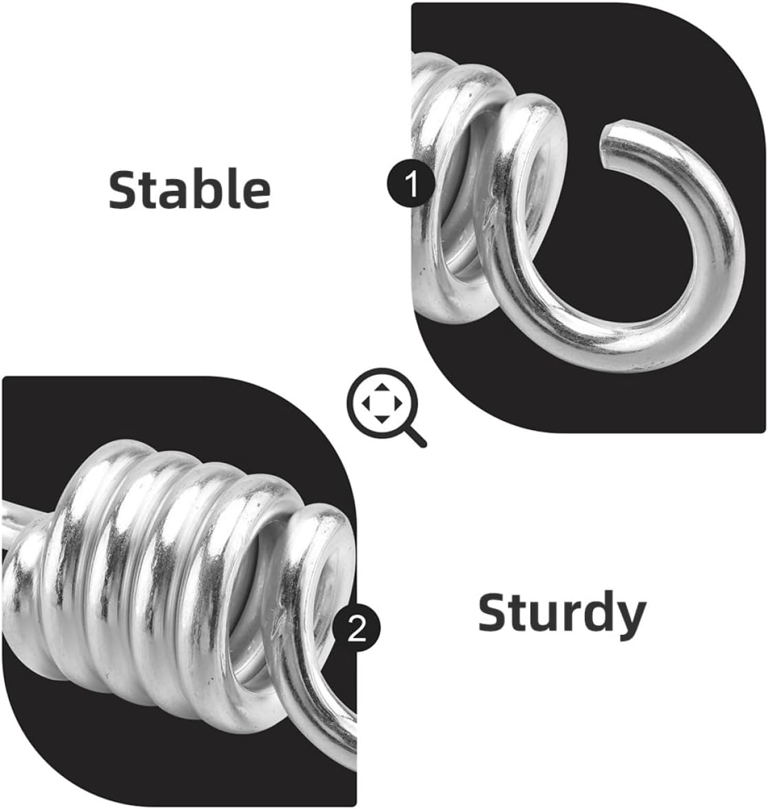 Luxshiny 4pcs Heavy Duty Porch Swing Springs Kit 8mm Metal Hammock Spring Rings for Outdoor Hammock Chair Suspension and Swing Chair Hanging Accessories