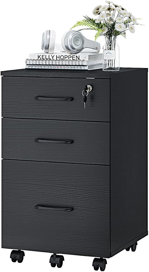 Panana Wooden 3 Drawers Filing Mobile File Under Desk