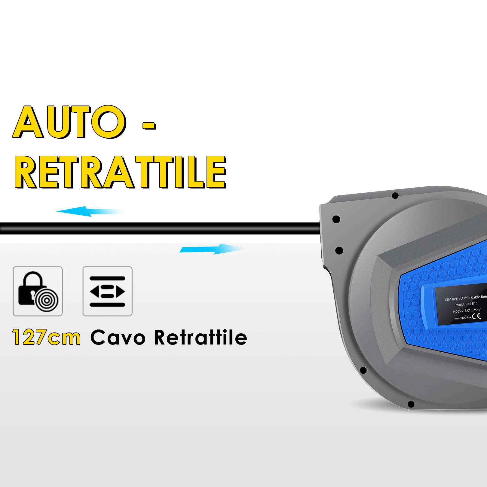 Professionale Avvolgicavo Automatico 15 m + 1m