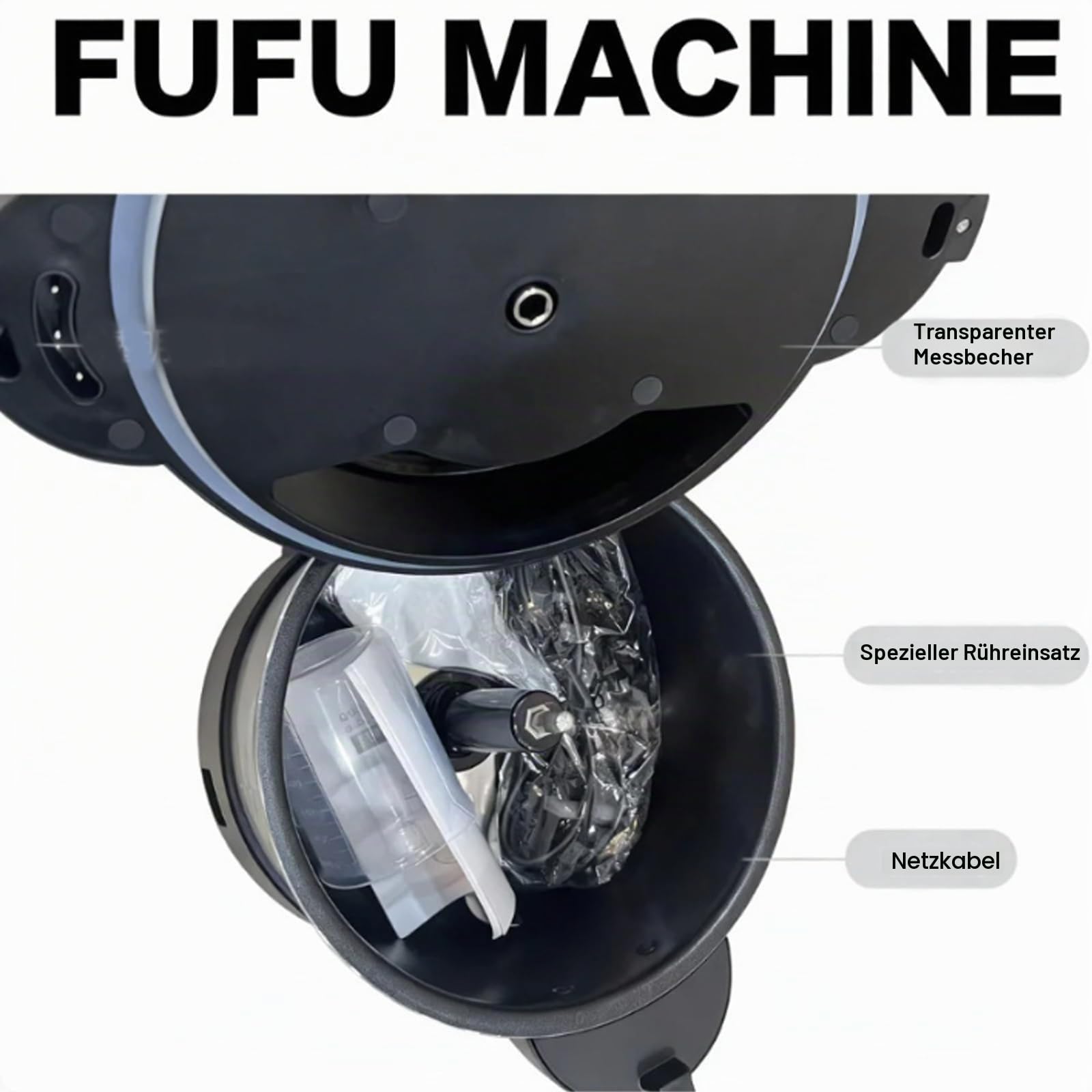 1000 W Automatischer Yam-Stampfer, Zubereiter & Küchenmaschine, 6 L Elektrische Fufu-Maschine mit Timer, Kochmixer aus Edelstahl – Für Fufu, Amala, Banku in der heimischen Küche
