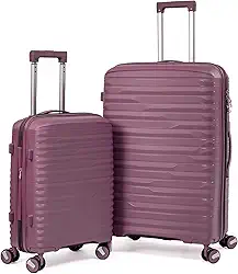 Kit Mala De Viagem 32Kg E 10Kg Polipropileno 8 Rodas 360 Tamanho Conjunto Pequena Bordo Padrão Anac E Grande Para Despachar Rígida Leve Resistente (ROXO, 2-Peças (P/G))