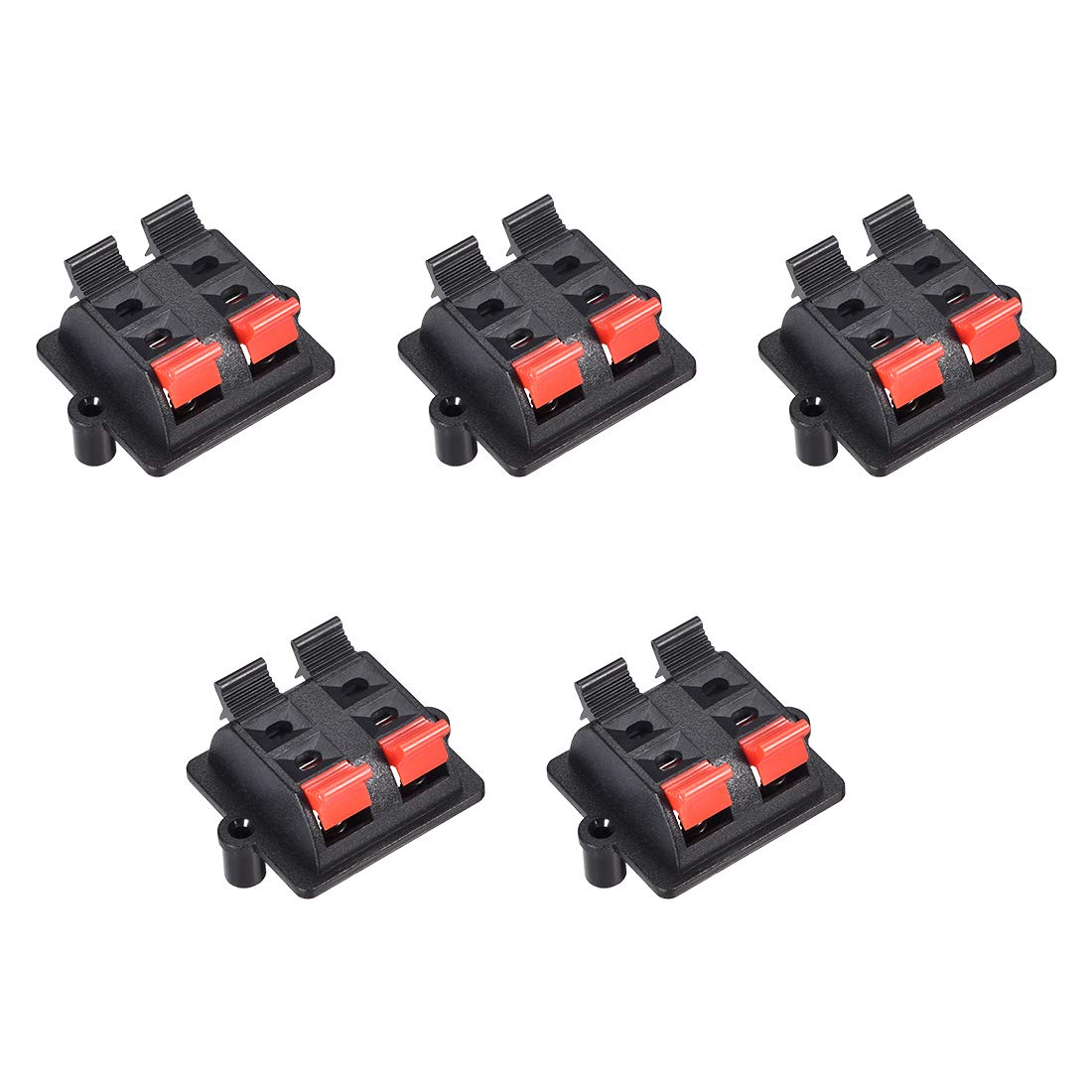 uxcell 2 Row 4 Way Spring Speaker Terminal Clip Push Release Connector Cable Terminals Strip Block WP4-03 5Pcs