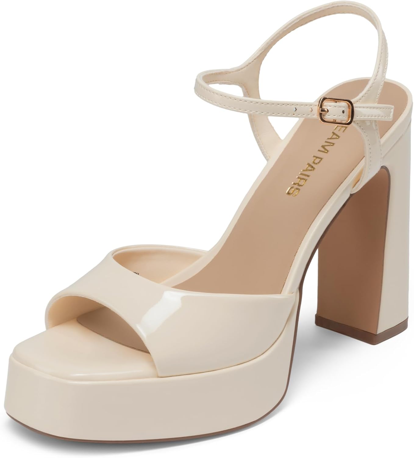 DREAM PAIRS Platform Heels for Women, Square Toe Chunky High Heels Ankle Strap Sandals for Wedding Party Formal Event