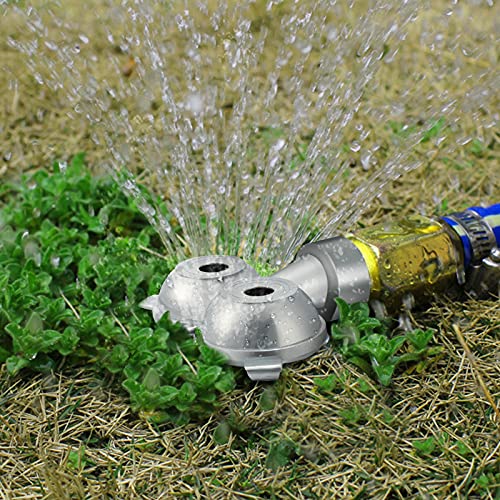 Circle Pattern Twin Spot Sprinkler Garden Metal Sprinkler Lawn Garden Rotating Water Spray Sprinkler 360 Degree Pattern Sprinkler Head For Small Lawn Kids Playing, Silver (2 Pieces) #TOP5