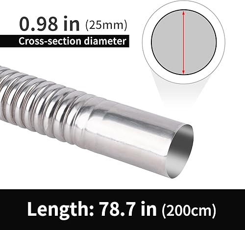 Miniatura 2 de Manguera de escape de acero inoxidable, tanque de combustible, manguera de ventilación de gas diésel, longitud de 78.7 pulgadas, tubo de escape
